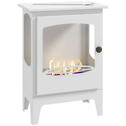  HOMCOM Chimenea de Bioetanol de Pie Estufa de Bioetanol con Tanque de 1,2 L Apagallamas de Acero Inoxidable Tiempo de Combustión 3H para Interiores 20-25 m² 39x26x54 cm Negro