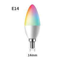 E14 智能 WiFi 灯泡，多色可调光，烛台灯泡，兼容 Alexa 和 Assistant Home App，音乐同步，定时功能，1600 万种 DIY 颜色 RGB 灯泡，色温 2700K-6500K，5W，450 流明，2.4GHz WiFi - RGBCW - 查看 10