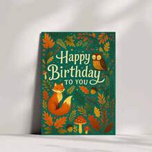 بطاقة تهنئة عيد ميلاد سعيد مع ظرف - تصميم ثعلب وبومة في الغابة، مثالية للمحبين للطبيعة والأصدقاء، مناسبة لاحتفالات عيد الميلاد، بطاقة تهنئة - متعدد الألوان - مشاهدة 8