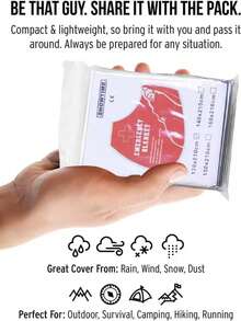 Kit de survie Couverture thermique d'urgence Manta termica extérieure Couverture de survie imperméable Rideau de sauvetage d'urgence en aluminium Couverture militaire et couverture thermique de survie en aluminium Couvertures de camping parfaites pour l'extérieur, la randonnée, les marathons - A - Voir 7