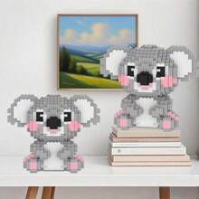 1035pcs Cute Koala Building Blocks Toy Set | Creative, Educational Small Particle Assembly, Puzzle, Plug-In Toy | PP Material, Gray | Suitable For Front Desk, Living Room, Study, Office Decor | Holiday Gift, Valentine's Day, Christmas Eve, Christmas, New Year Gift. - Multicolor - View 6