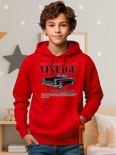 Moletom Infantil Vintage Peluciado Com Bolsos e Capuz Cordão Crianças e Adolescente DH Direto Da Fabrica