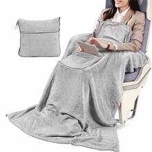 1 chiếc chăn du lịch đa năng, chăn trùm đầu có thể mặc kèm gối, chăn điều hòa 2 trong 1, chăn gối bằng vải flannel cho ô tô. - Nhiều màu - Xem 7