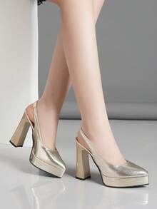 Damen High Heel Pumps mit Hohlmuster, super hoher Absatz, erhältlich in Pink, Apricot, Weiß, Schwarz, Rot, Silber, Gold, modisch - Gold - Übersicht 4
