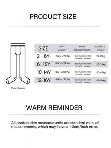 1pc Comfortable & Breathable Girls Solid Color Tights, 4 Seasons Wear - Black - View 4