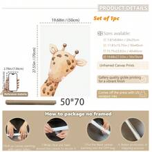 1pc, Canvas Wall Art, Framed Nursery Wall Art, Animal Motifs, Nursery Wall Decor, Plush Animals, Baby Animal Designs, Wildlife-Themed Nursery, Wildlife Patterns Nursery Wall Decor Suitable For Children's Room Decor, Nursery Decor, Parenting Room Decor, Kindergarten Decor, Boys' Room Decor/Girls' Room Decor, Playroom Decor Waterproof. Party Decor Gift - Multicolor - View 23