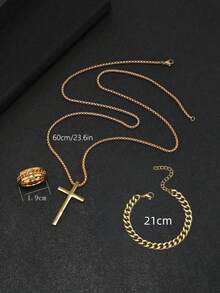 Fashion Hiphop Minimalist Necklace Bracelet Ring Set, Men's Jewelry Suitable For Parties And Daily Accessories - Multicolor - View 18
