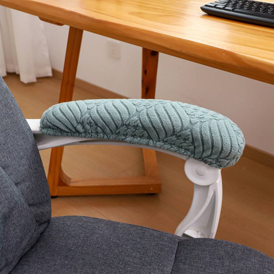 2pcs Jacquard Embossed Solid Color Armrest Covers, Chair Armrest Covers, Office Swivel Chair Armrest Covers - Multicolor - View 1