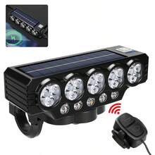 1PC 20LED Solar Cycling Safety Front Lamp Power Display High Brightness Bike Flashlight Highlight Bike Front Light For Night Riding