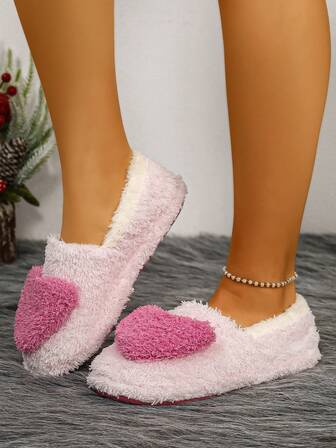 Women's Cute Soft Plush Warm Slippers, Quiet Indoor Bedroom Shoes, Elegant Thermal Lined House Shoes, Ideal Valentine's Day Gift