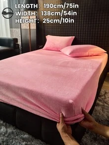 1件纯色水晶绒床单，床上用品，床垫保护套，床罩，柔软家纺，透气防起球床垫垫，柔软亲肤，多种颜色可选，家居装饰，柔软舒适的卧室床上用品，时尚床垫罩 - 彩色 - 查看 81