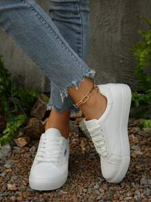 2025 Tênis Casuais de Primavera/Outono com Cadarço para Meninas Adolescentes, Sapatos Esportivos Versáteis para Estudantes