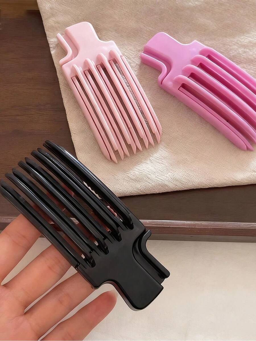 Presilha de cabelo feminina (2 unidades). Presilha de cabelo em formato de coroa, feita de resina simples, com 6 ou 3 dentes. Ideal para estilizar franjas despojadas e dar volume à raiz do cabelo. Ferramentas e acessórios para penteados. Kit para estilizar o cabelo. - Multicolorido - Ver 1