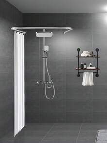 1 pièce Tringle de douche réglable en acier inoxydable - Options en forme de U et fixes pour la salle de bain, le magasin de vêtements, l'espace privé, cadeau pour la maison, cadeau pour les amis, toutes saisons, tringle à rideaux en acier inoxydable, barre à serviettes, tringle de suspension