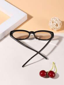 1PC Acrylic Casual Retro Solid Color Cat-Eye Fashion Glasses For Teenagers Aged 12-16, Suitable For Daily Outfit Matching And Holiday Outings - 彩色 - 查看 8