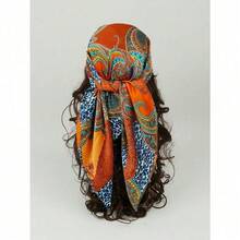 Moonlight Silk Chain Geometric Print Headscarf Bandana 85cm Bandana,Hair Band,Head Band Ideal For Dressing Up Your Look - Orange - View 7