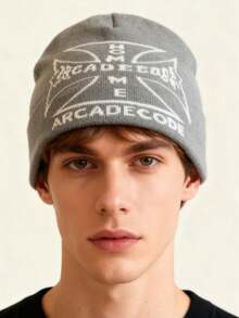 1pc These Men's Knit Beanies With Graphic Lettering Come In Multiple Colors, Offering A Stylish And Warm Design, Making Them Ideal Fashion-Forward Winter Headwear - Multicolor - View 8