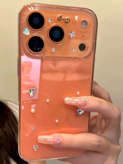 1个可爱3D链条熊卡通手机壳，兼容 17 Air 16 15 14 13 12 11 Pro Max Plus，Y2K & 甜美少女软壳