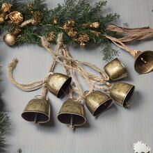 6pcs/ Cow And Sheep Bells, Pet Bells, Christmas Decoration Jingle Bells On Twine, Twine Cow Bells With Clear And Loud Sounds. They Can Be Hung On Christmas Trees, Doors And As Pet Bells When They Go Out.