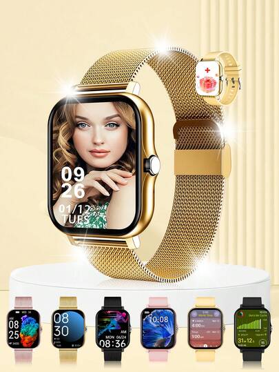 Smartwatch para hombre y mujer, correa de metal + silicona, reloj HD para mujer, monitoriza hasta 196 deportes, pulsera inteligente, deportivo para hombre y mujer, reloj casual