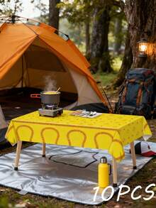 3pcs 137*274CM/53.94*107.87IN Disposable Tablecloth, Yellow Baseball Stitching Print, Waterproof & Easy To Clean, Energetic Sports Style, Suitable For Baseball Theme Party, Sports Fan Birthday, Spring/Summer Outdoor Game Venue Decor, And Daily Use - Multicolor - View 8