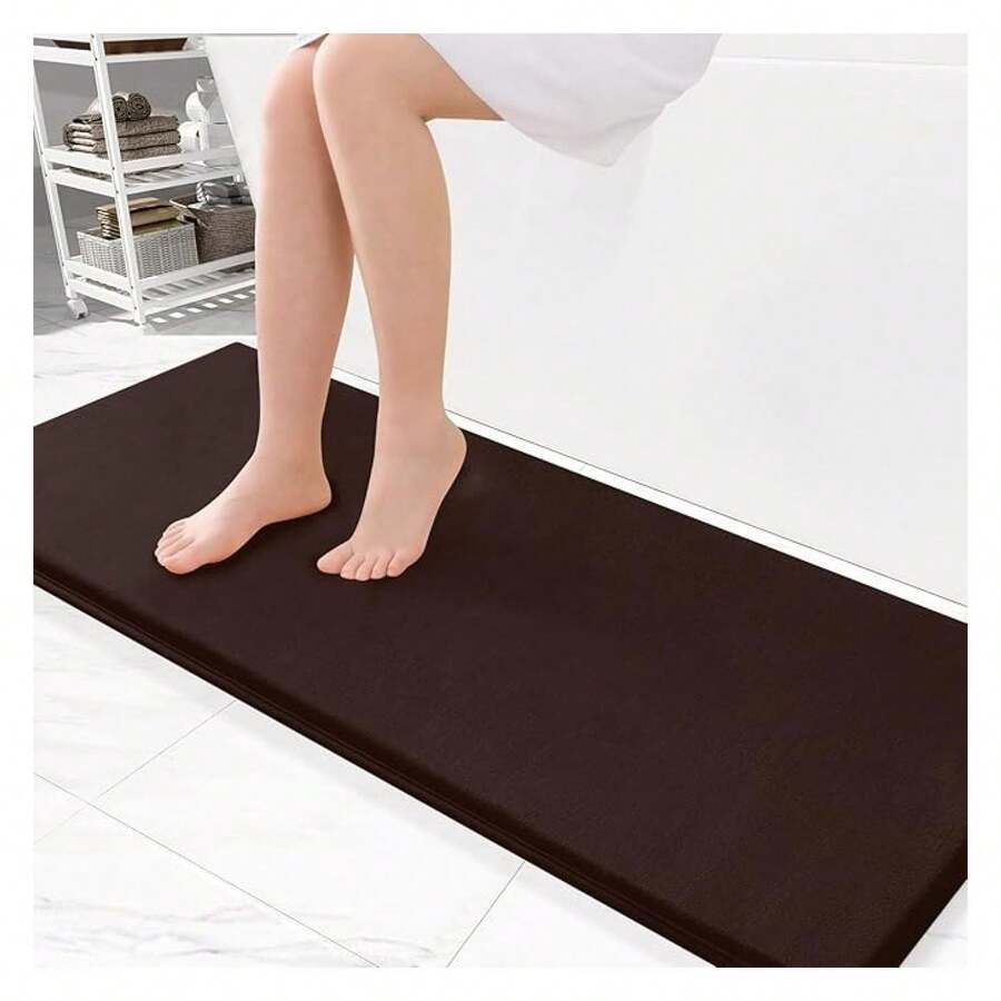 Memory Foam Bath Mat 47x17, Extra Soft And Absorbent Bathroom Mats, Non Slip Washable Carpet For Floor, Shower And Tub, Brown - 多色77 - 查看 1