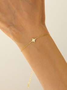1pc S925 Sterling Silver Eight-Pointed Star Zirconia Bracelet, 14K Gold-Plated Hypoallergenic, Simple And Exquisite Women's Bracelet, Sterling Silver Jewelry, Suitable For Daily Wear, Holiday Gift