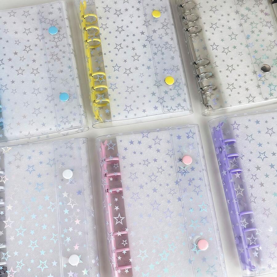 A6 SizeTransparent Star Flash Portable Transparent Binder, Transparent Sticker, Thin Sticker, Photo Storage Bag, Photo Album Plan, Notebook Office Supplies. - Multicolor - View 1