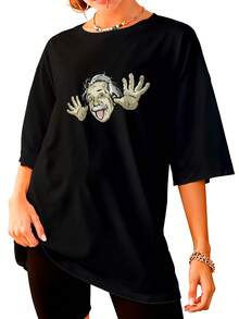 Oversized Street Einstein The Genius Unisex T-Shirt Ref4153 - 黑色 - 查看 4
