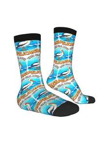 1 Pair This Girl Loves Pelicans 4 For Men & Women 3D Digital Printed Athletic Socks, All Season Comfort For Fitness, Sports Travel & Casual Attire Matching Couple Gift For Birthdays, Weddings - màu đen - Xem 4