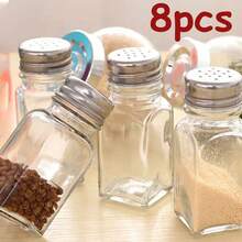 2个/8个玻璃调味瓶，胡椒粉瓶，盐调味品储物罐，家居厨房用品 - 透明色 - 查看 12