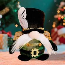 Gnomo de peluche navideño iluminado con sombrero de copa de plumas, muñeco sin rostro, juguete de peluche para escritorio, hogar, decoración navideña - Verde - Ver 5