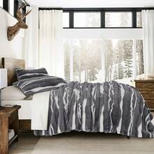 Comforter Set 3 Piece, Plush Fluffy Bedding, Geometric Pattern, Lightweight Bedspread Blanket All Season, Faux Comforter - Grey - View 2