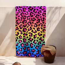 1pc Gradient Leopard Print Beach Towel, Extra Large Super Absorbent Microfiber Beach Blanket, Suitable For Travel, Pool, Diving, Surfing, Yoga, Camping, Available In Adult & Child Sizes, Vacation, Bathing, Outdoor Travel Beach Towel - Multicolor - View 3