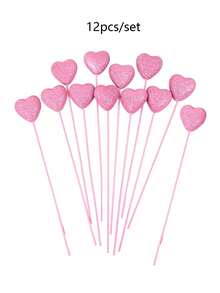 Conjunto de 12 Palitos Decorativos de Espuma em Formato de Coração com Glitter para o Dia dos Namorados - Palitos Vermelhos e Rosa Brilhantes para Arranjos Florais, Buquês e Decoração de Casa - Decoração de Festas e Eventos, Centros de Mesa e Artigos para Festas - Multicolorido - Ver 10
