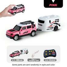 新款迷你SUV遥控玩具车带拖车，遥控漂移车，三档遥控，合金车身，炫酷灯光，儿童桌面竞技玩具，1:64比例越野大G模型车，2.4GHz遥控多功能玩具车，适合男孩女孩作为遥控玩具生日礼物或圣诞礼物。