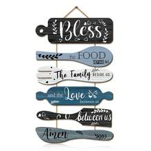 Juego de 6 placas de madera rústicas para colgar en la pared de la cocina, decoración del hogar, estilo granja "Bendice la comida", decoración de restaurante y cocina - Multicolor - Ver 7