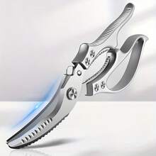 Heavy Duty Professional Kitchen Shears, With Sharp Stainless Steel Blades - Durable Construction, Serrated Non-Slip Handles And Locking Mechanism, For Cutting Meat, Bones, Chicken, Steak, Poultry - Suitable For Home And Commercial Kitchens (Butcher Shears)