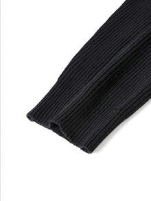 Men's Casual Solid Color Half-Zip Collar Ribbed Knit Sweater, Autumn/Winter, Long Sleeve Top