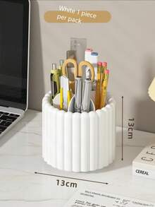 5-Slot Rotating Makeup Brush Holder,Large Capacity Cosmetic Organizer For Brushes, Eyebrow Pencils & Lipsticks,Portable Vanity Storage Case For Dresser, Bathroom, Office Desktop Stationery Storage Box Or Travel