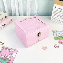 1pc Flocked Unicorn Rectangular Music Box With Drawer, Paper Material, Comes With Rotating Horse And Mirror, Decor For Bedroom/Living Room, Can Store Jewelry/Toys/Trinkets, Suitable For New Year, Valentine's Day, Wedding, Birthday, General Gifting - Multicolor - View 7