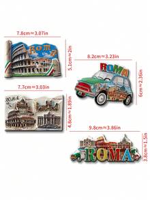 1pc 3D Travel Souvenir Fridge Magnet, 3D Embossed Architecture Scenic Spot Painted Magnetic Sticker, Personalized Creative Decorative Memo Magnet - Multicolor - View 11