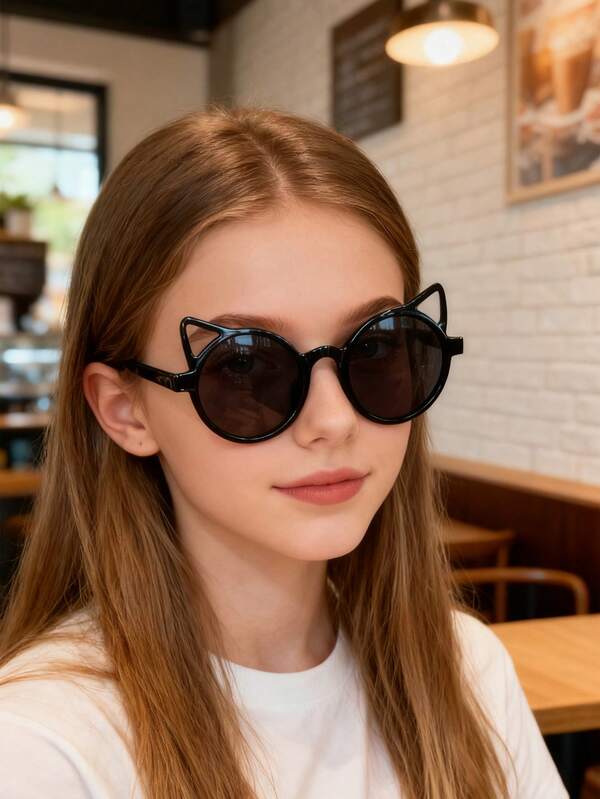 2/3 piezas de gafas de diario coloridas y versátiles con diseño de orejas de gato de dibujos animados para niñas