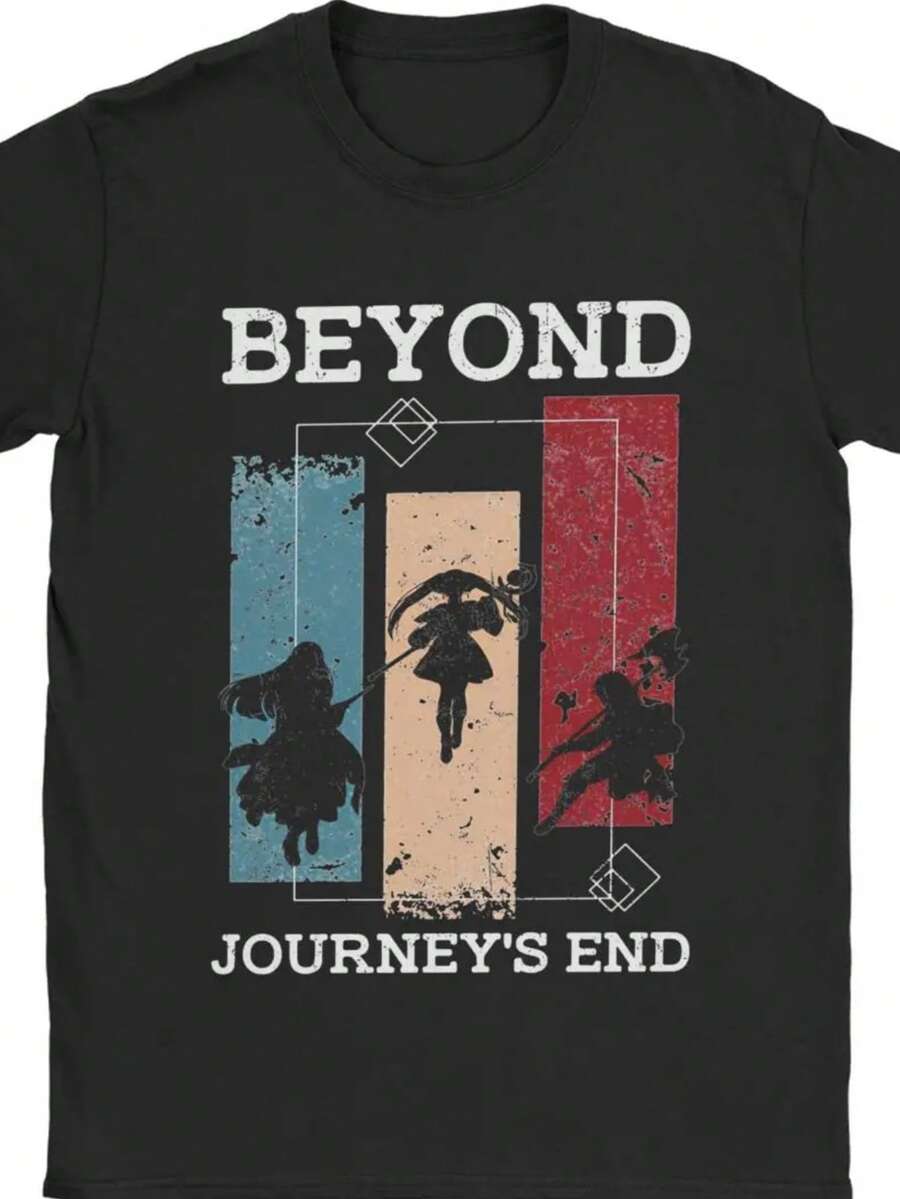 Frieren De Moordenaar T Shirts Mannen Katoen Leuk T-Shirt Ronde Hals Anime T-Shirts Korte Mouw Kleding Klassiek - 黑色 - 查看 1