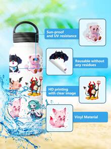 56PCS Absurd Fairy Tales Stickers, Crying Little Bear Mermaid Vinyl Waterproof Stickers For Water Bottles, Laptops, Scrapbooks, Skateboards, Creative Sticker Pack For Teens & Adults - Multicolor - View 6