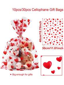 10/30个装心形透明铝箔礼品袋，塑料礼品包装袋，礼品包装袋，收纳袋，新娘送礼会装饰，婚礼装饰，婚礼派对用品，订婚仪式，婚礼回礼，派对回礼袋 - 彩色 - 查看 6