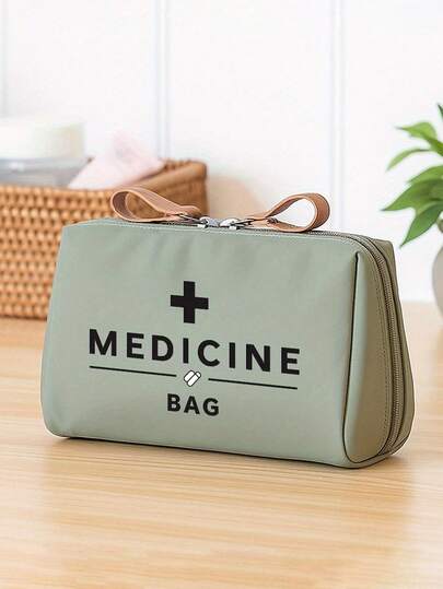 Women's Retro Medical Bag With Travel Organizer - Themed Cosmetic Case, With Medication Label Design, Black & White Cross Pattern (2 Zipper Styles Randomly Sent) - Compact Toiletry Bag With Multiple Compartments, Suitable For Travel, Hospital, Clinic Use - Ideal Birthday/Christmas/Anniversary Gift For Nurses, Doctors, Pharmacists - Durable Daily And Emergency Packing Essential
