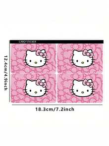 3pcs Hello Kitty Pink Bow Credit Card Sticker Set, Matte Vinyl Stickers, Minimalist Style Christmas & New Year Gift, Boyfriend Gift, High Quality PVC Card Sticker, Pale Beige Debit Card Sticker - Multicolor - View 9