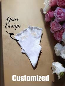 Custom Bride Socks, Personalized Wifey Socks, Wedding Squad Sock,Personalized Bridesmaid Team Sock, Couple Socks, Custom Wedding Party Gift, Formal Monogram Socks, Wedding Socks - Multicolor - View 4