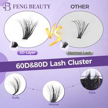 GSYY DIY Lash Extension Kit 240pcs Lash Clusters With Tweezer Bond Seal 60D/80D Volume Lashes Fluffy 3D Eyelash Clusters 1016mm Mixed Lengths Of  Look Beginner Friendly Ideal For He Use And Daily Wear - màu đen - Xem 5